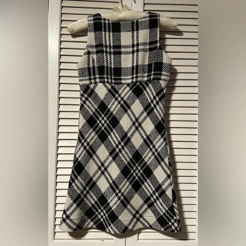 GapKids Gap Black & White Plaid Wool Tweed Sleeveless Dress Girl’s Medium